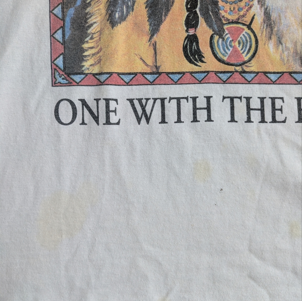 Vintage 90s Native American One With The Earth T-shirt - Picture 4 of 7